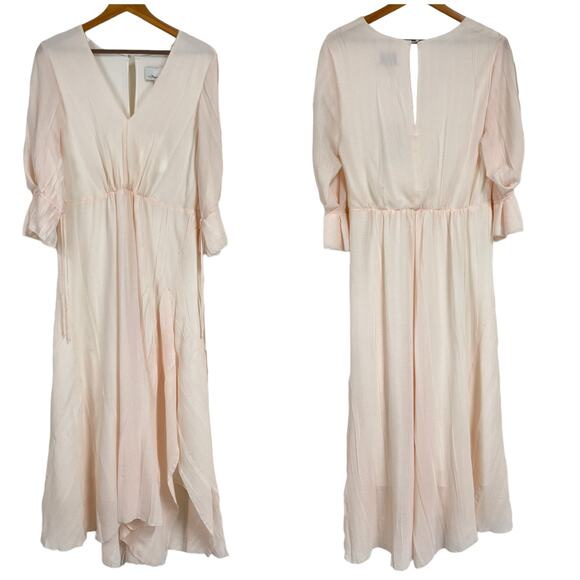 3.1 Phillip Lim NWT Fluid V-Neck Dress 3/4 Sleeve Light Pink Size 10 Pleated - Picture 4 of 12